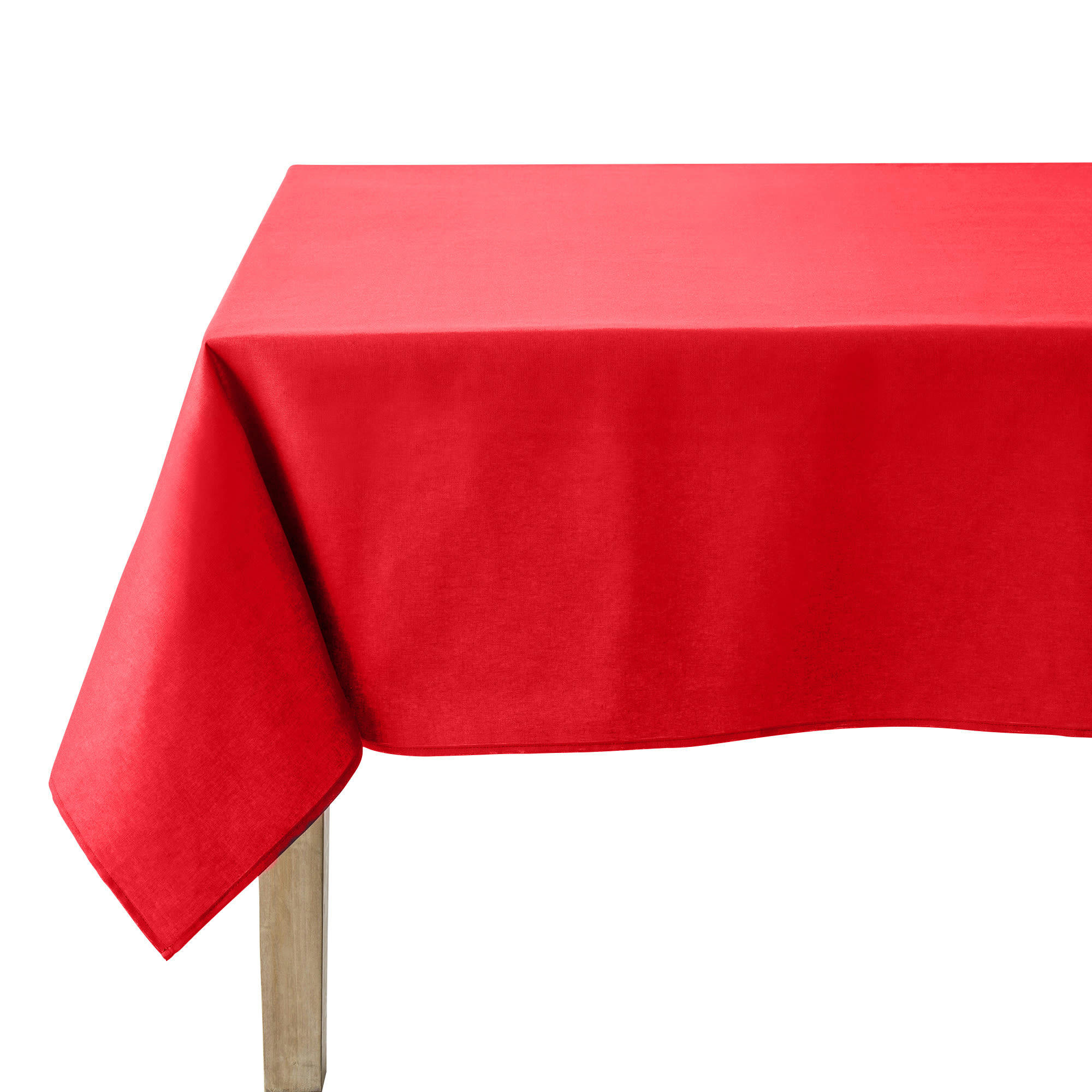 CAMBRAI - Nappe en coton traitee teflon cerise 160 x 240