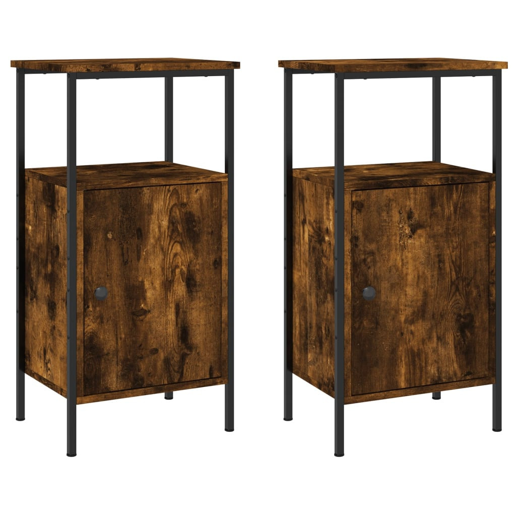 2x Szafka Nocna Brązowa z Regulowanymi Nóżkami Do Sypialni 41x31x80 cm
