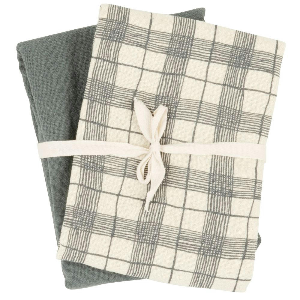 VALCARO - Torchons carreaux en coton (x2)