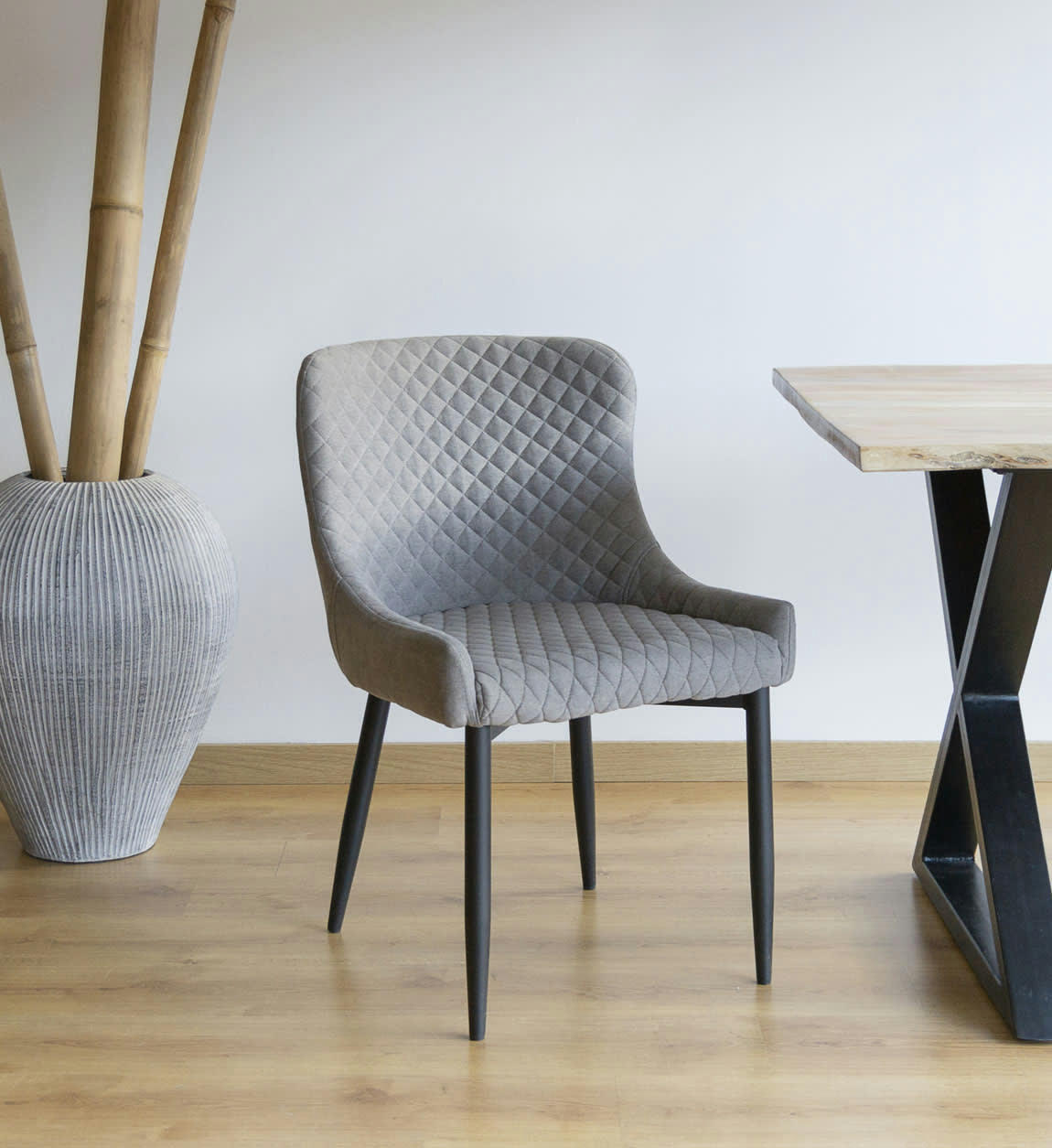 MELISSA - Set de 2 chaises tapissées en velours gris