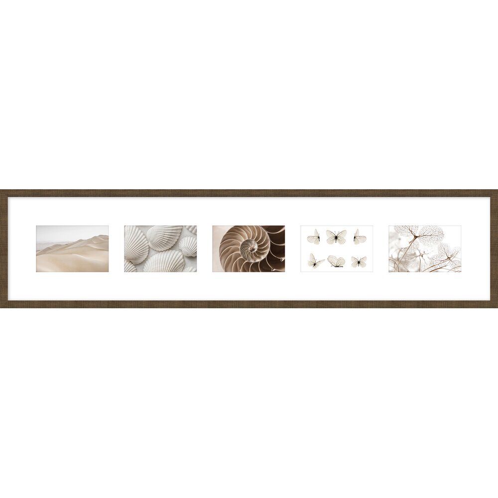 Pêle-mêle 5 vues contour bois 23x96cm (2 modèles)