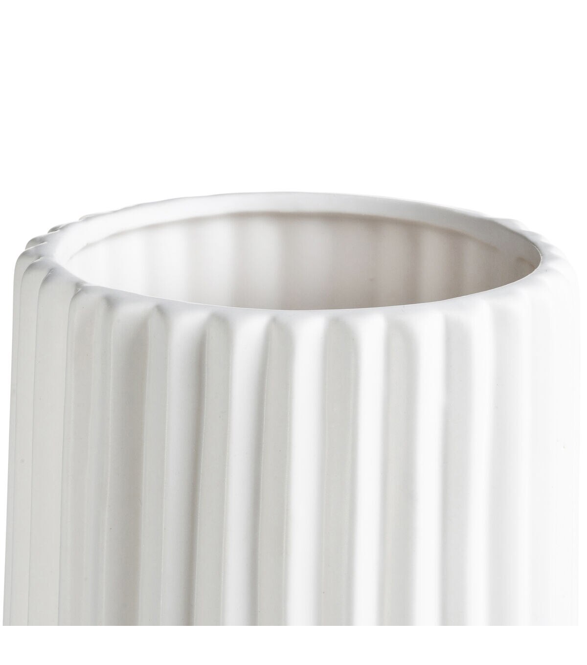 16'' Beige Grooved Ceramic Container by Bloom Room