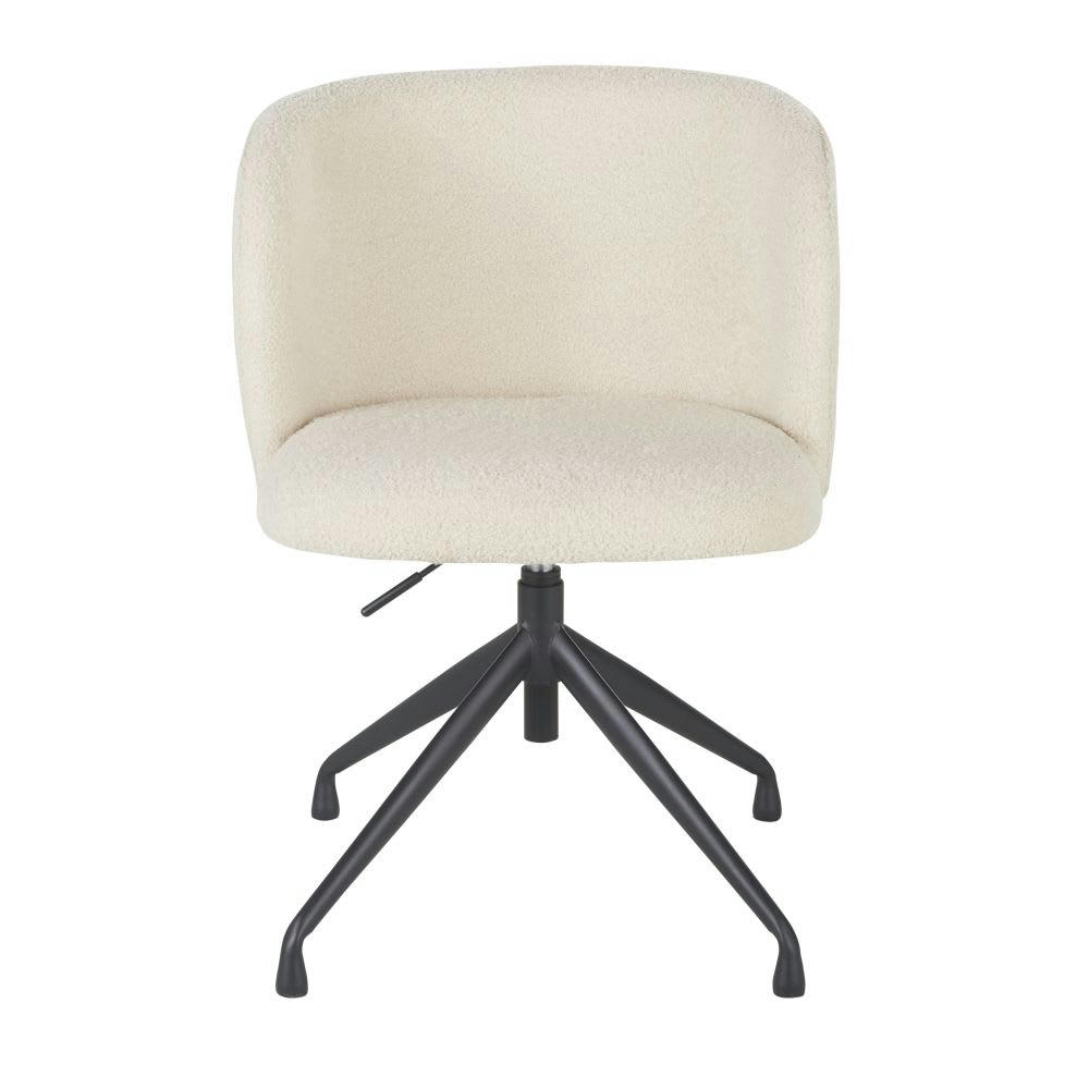Kate - Chaise de bureau pivotante à bouclettes blanches