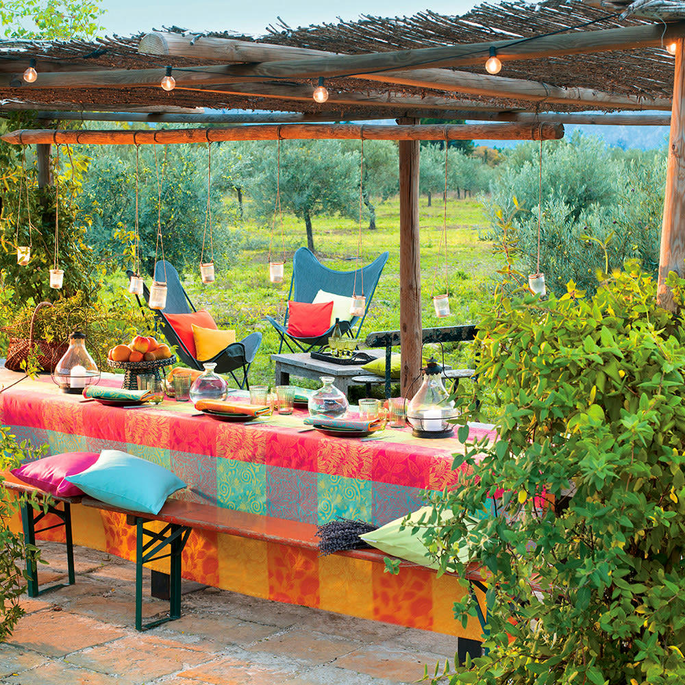 MILLE BUISSONS FLORAISON - Nappe  pur coton multicolore 180x250