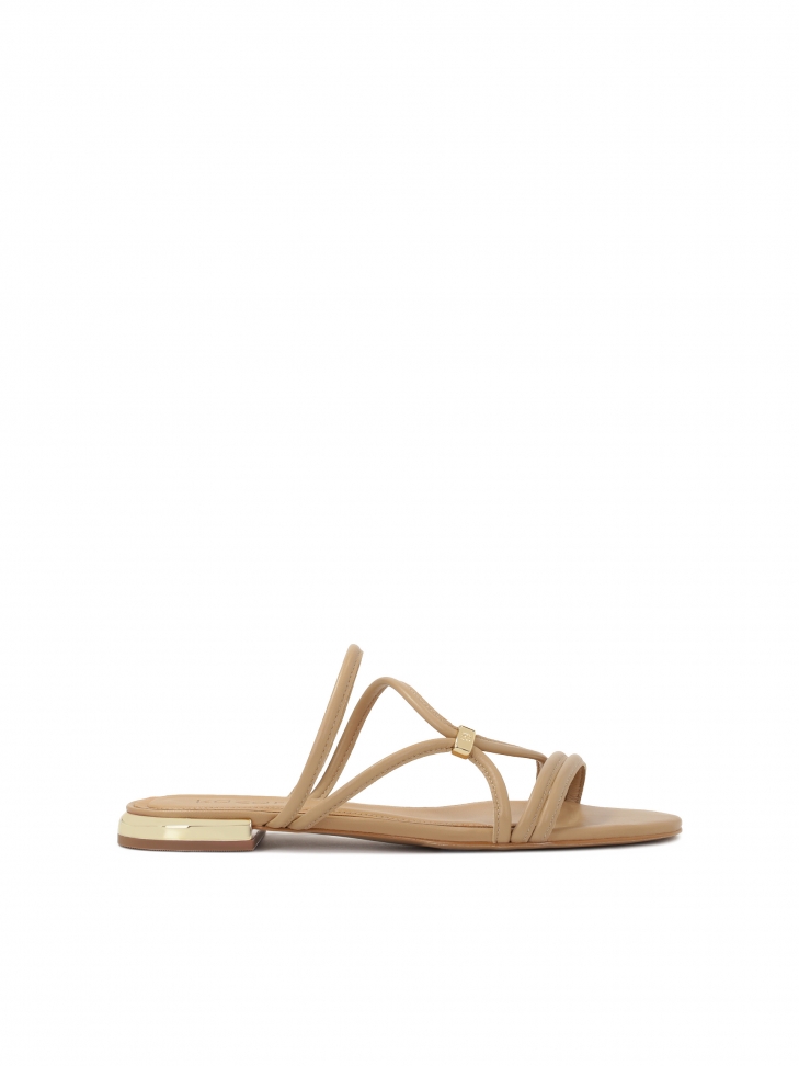 Beige slides with heel strap