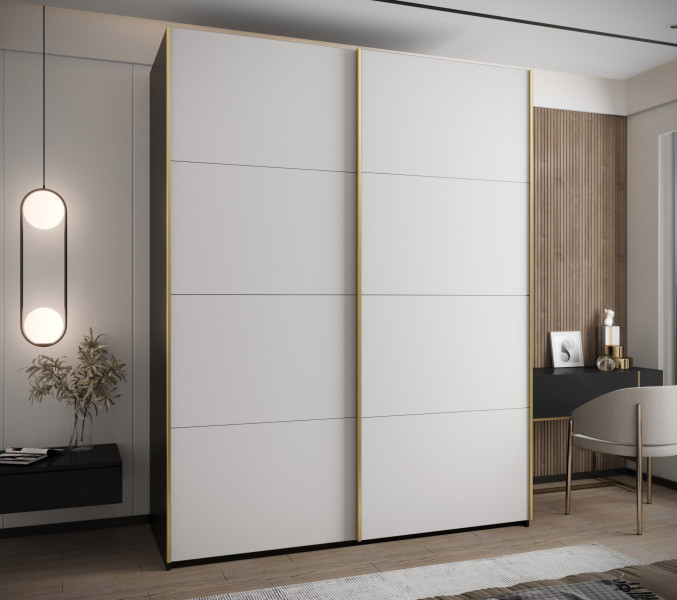 Szafa przesuwna 64 wysoka Lux 1 190 czarny biały złoty