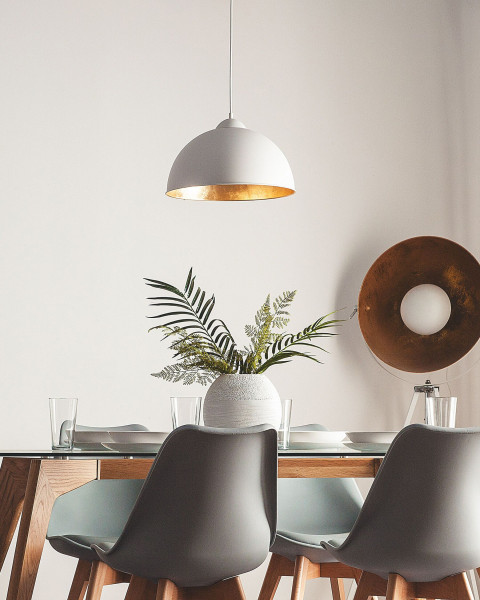 Lampa wisząca metalowa biała