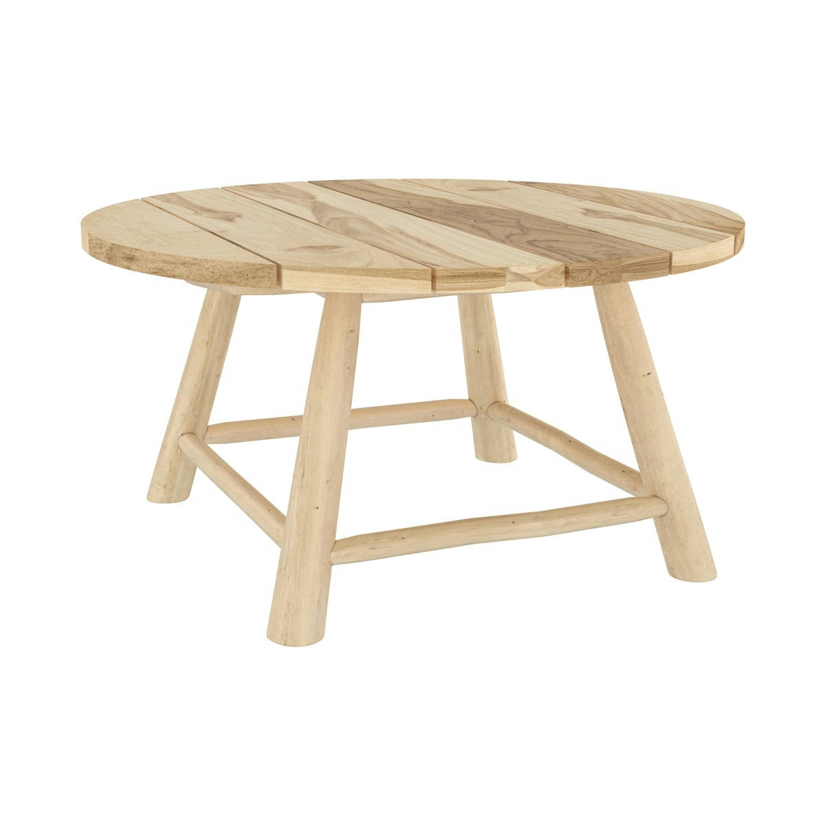 MAKAM - Table basse ronde de jardin D80 cm en branche de teck