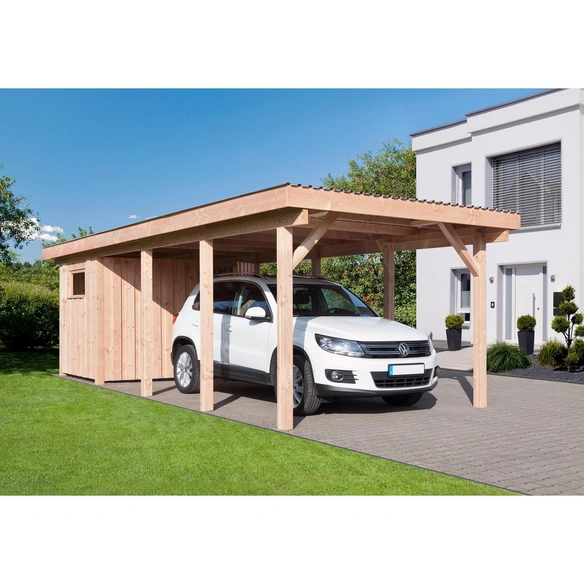 Einzelcarport »Erding 4«, Außenmaß BxT: 338 x 762 cm, braun, Holzart: Douglasie