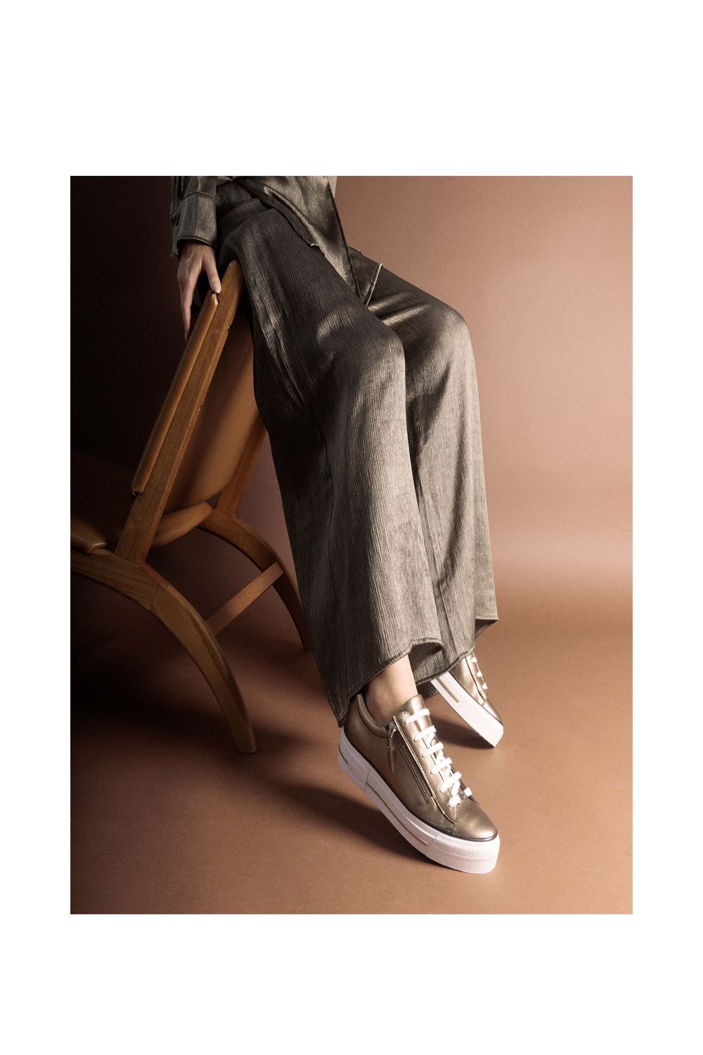 Moda In Pelle Filician' Metallic Leather New Trainers