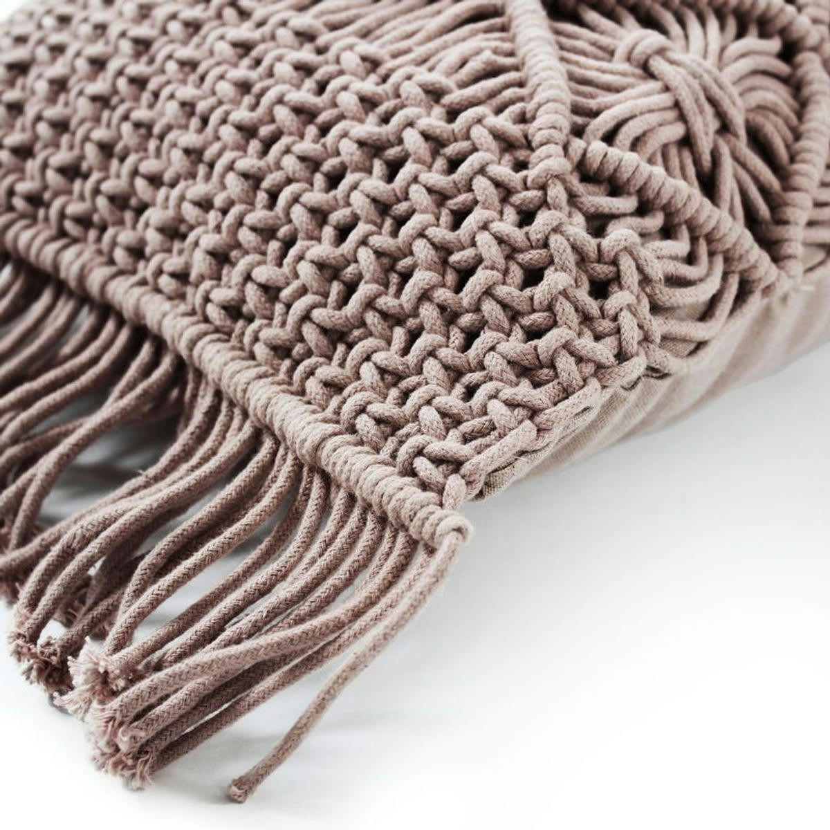 MACRAME - Coussin macramé en coton tressé violet clair 30x50
