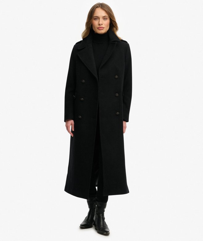 Double Breasted Wool Blend Coat