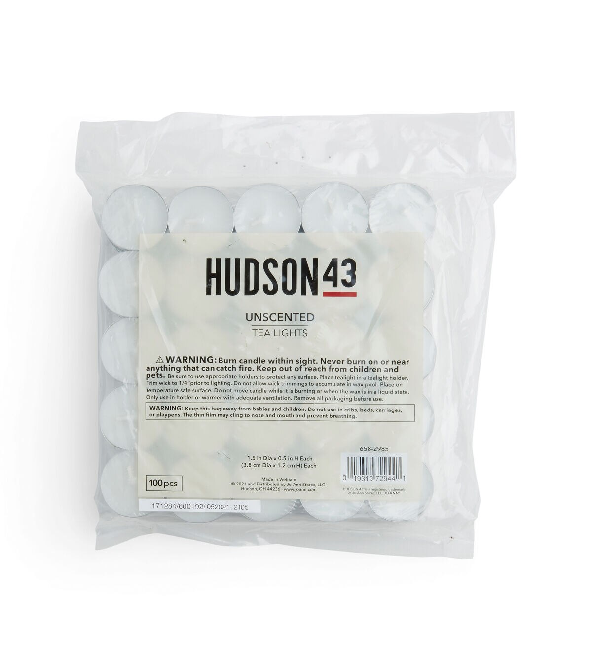 100pk White Unscented Pressed Tealights by Hudson 43