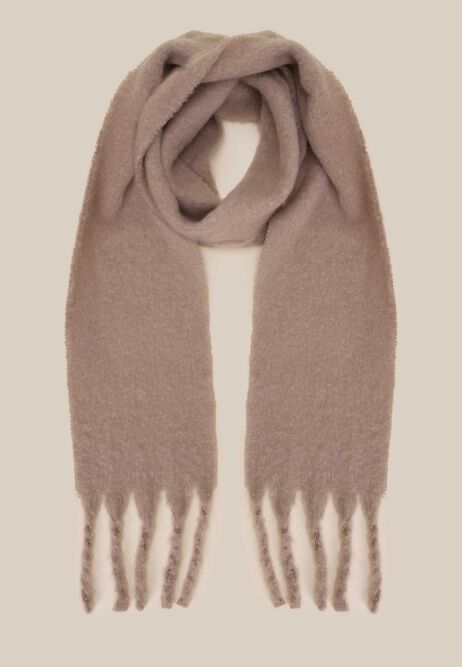Womens Mink Skinny Fringed Scarf