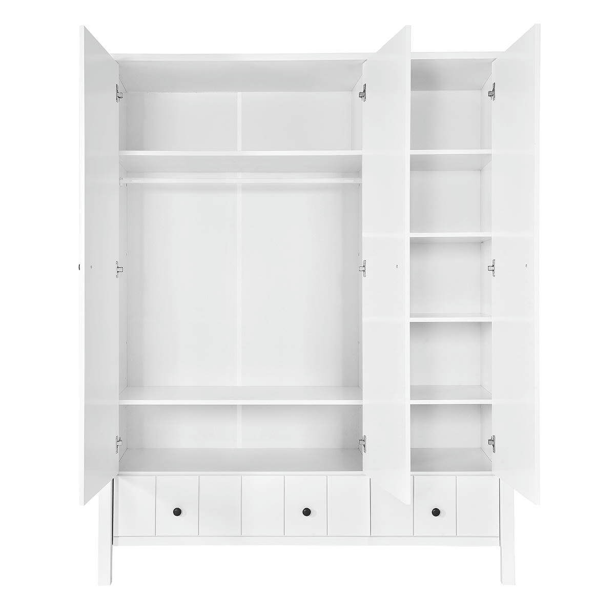 ALLPIN - Armoire 3 portes 2 tiroirs blanc
