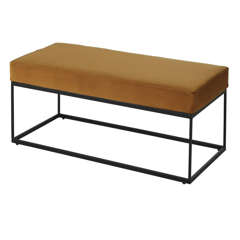 MONICA - Banquette coffre noire et ocre