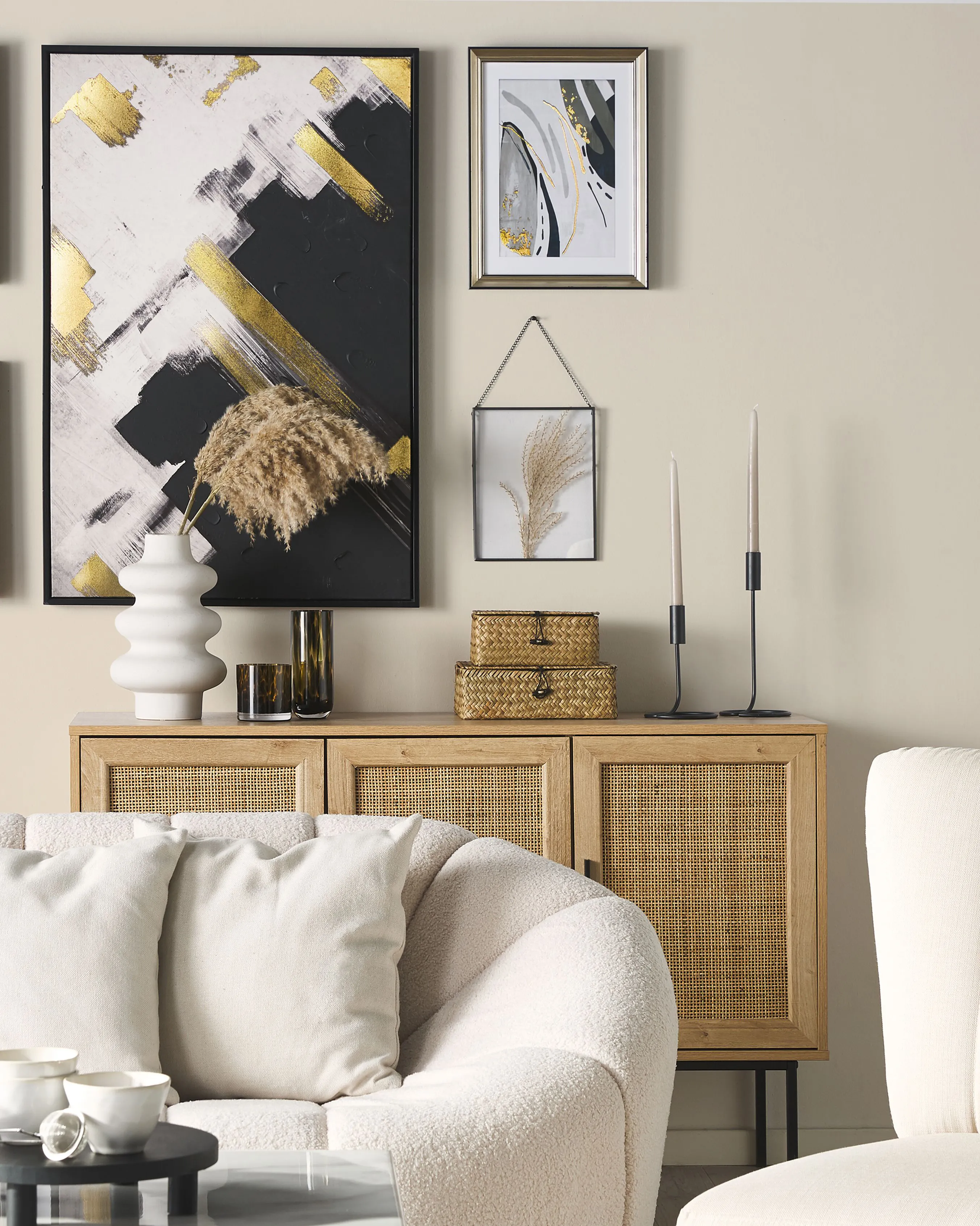 Framed Wall Print HIDMO Abstract Motif 30 x 40 cm Grey