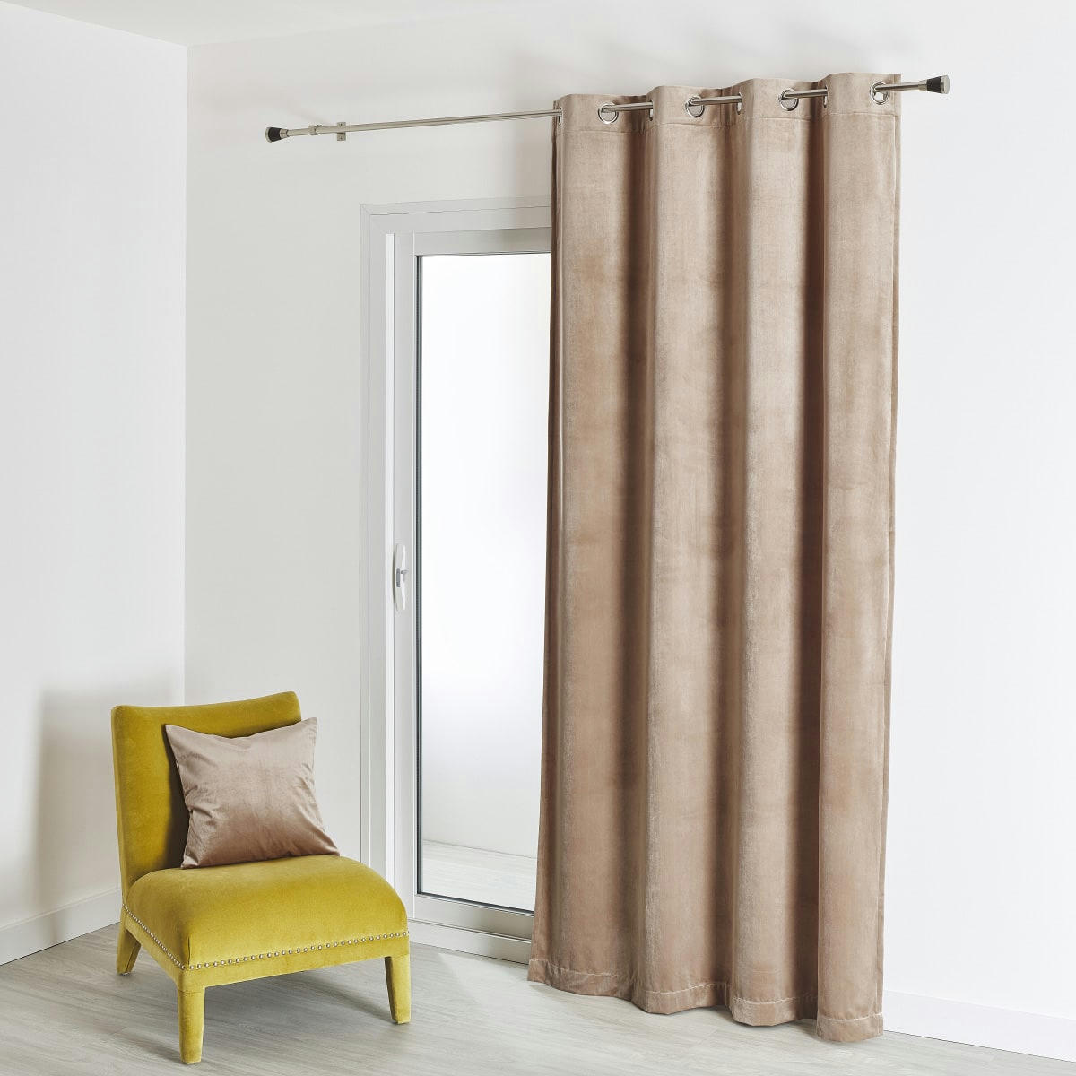 - Rideau feutré en velours uni lin 135x260 cm