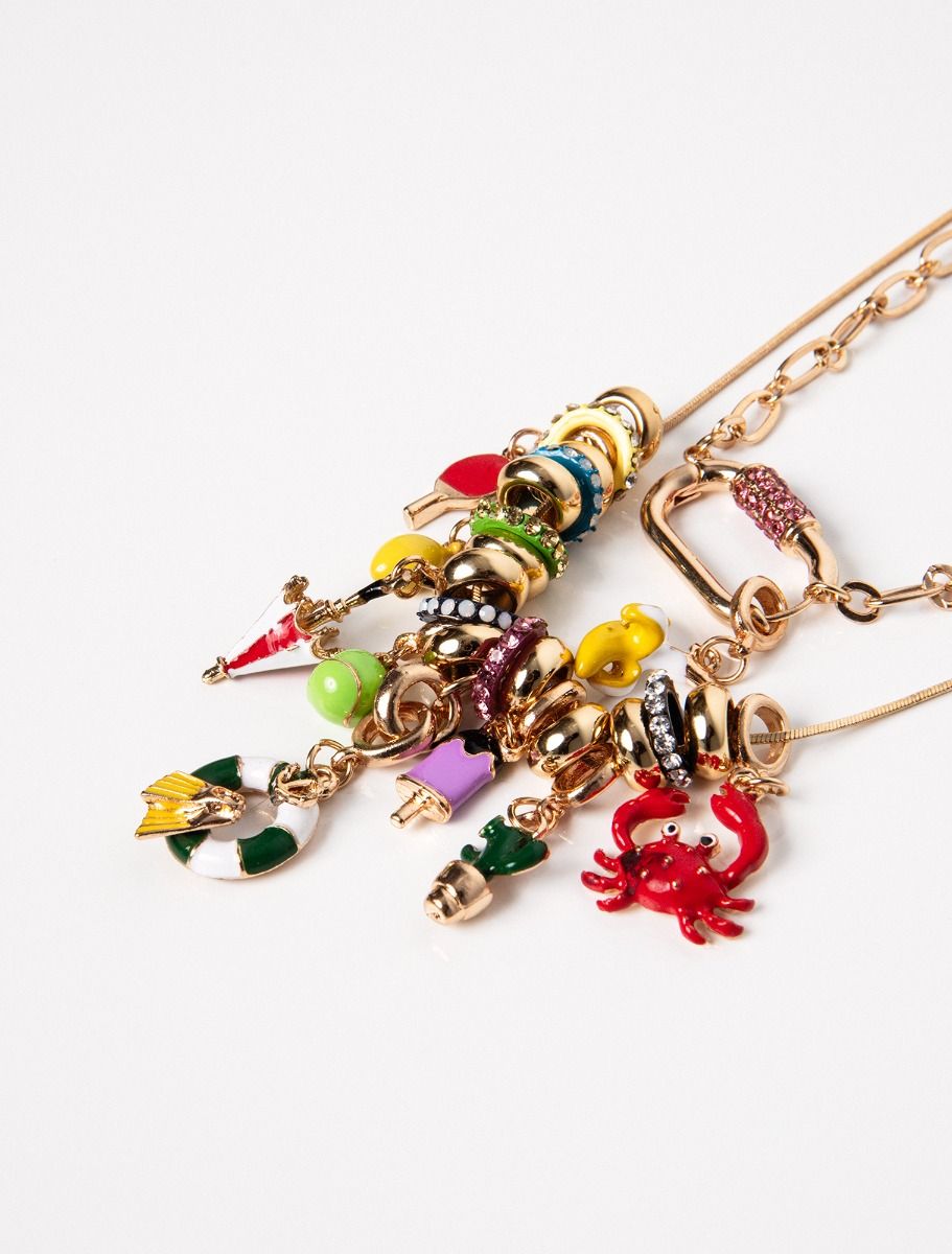 Κολιέ διπλής αλυσίδας με charms