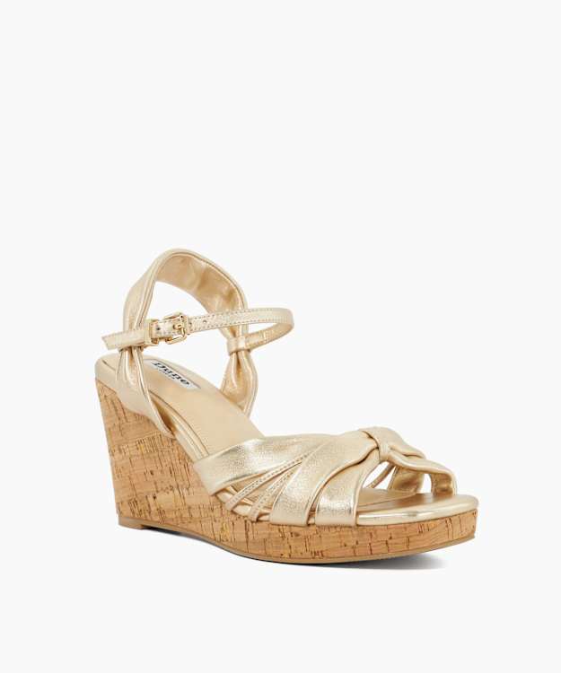 Kander Gold - Cork Wedge Heel Sandals