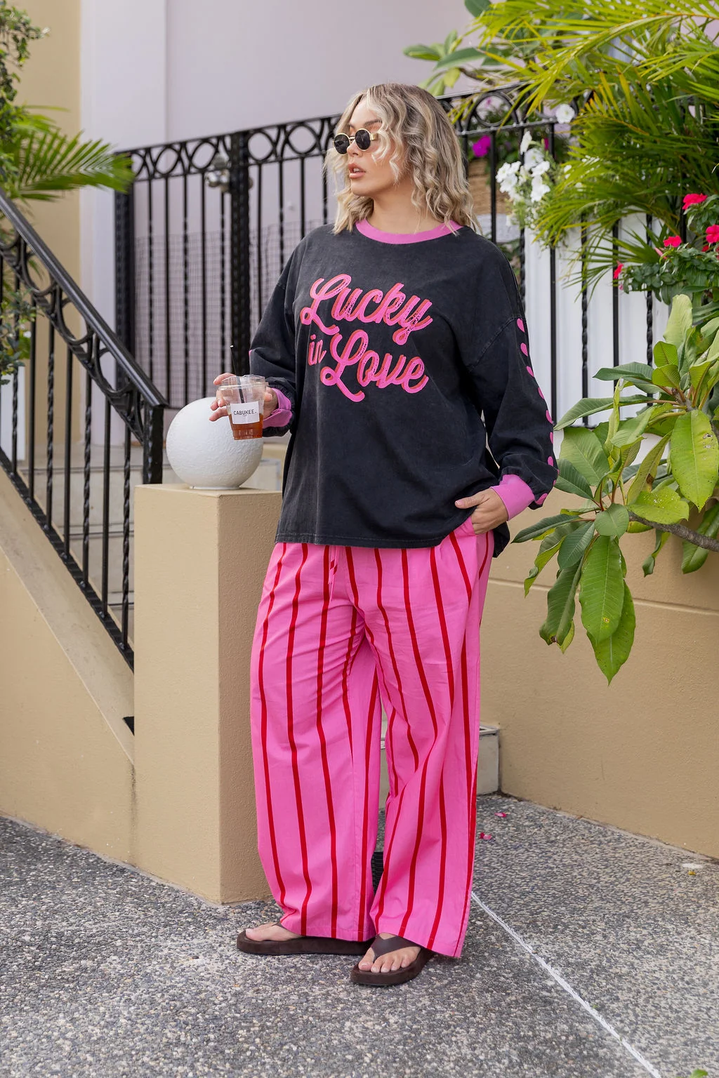 Jaimie Pants in Disco Stripes Pink