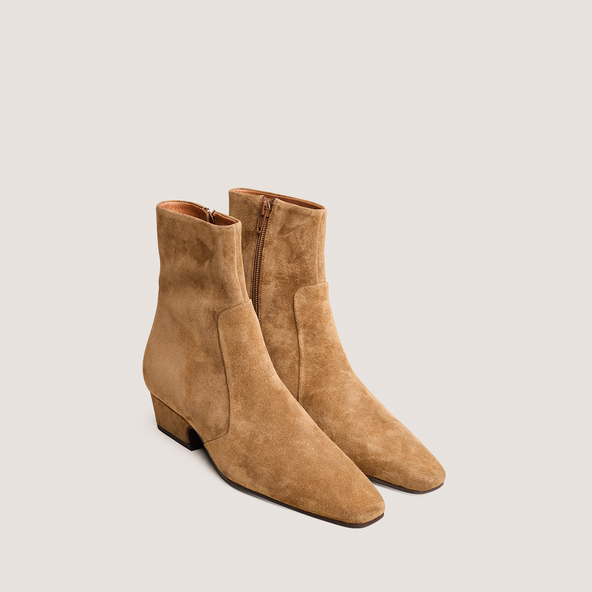 Bottines à bouts pointusen croute tabac | DOMAINE