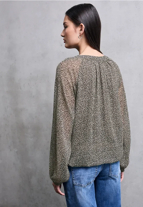 Chiffon Leo-Bluse mit Zipper