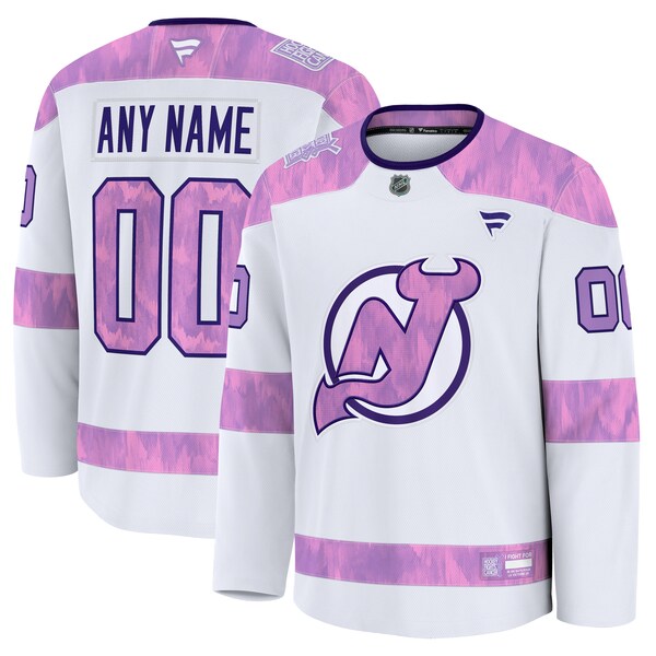 New Jersey Devils  2024 Hockey Fights Cancer Custom Practice Jersey - White