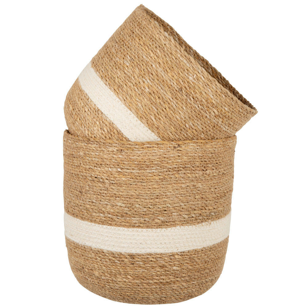 - Paniers en jacinthe d'eau marron et écru (x2)