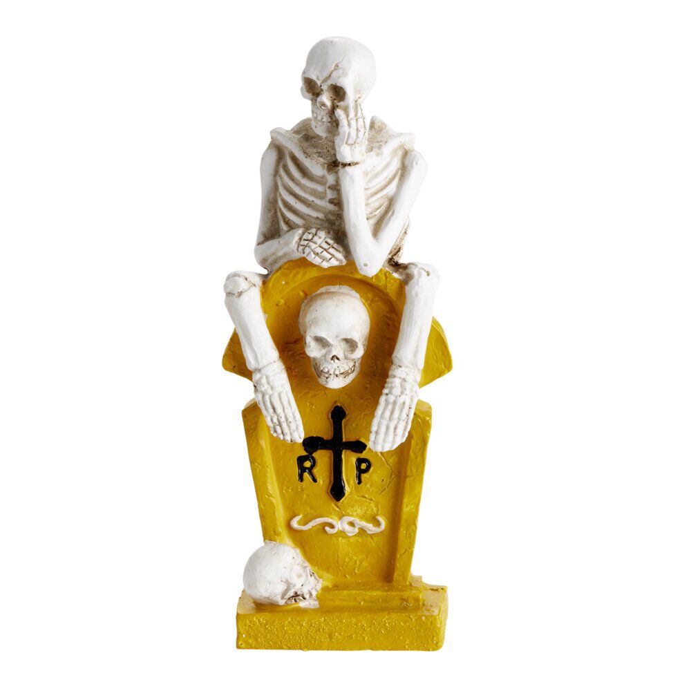 Décoration à poser Halloween squelette sur tombe H21,5cm (2 modèles)