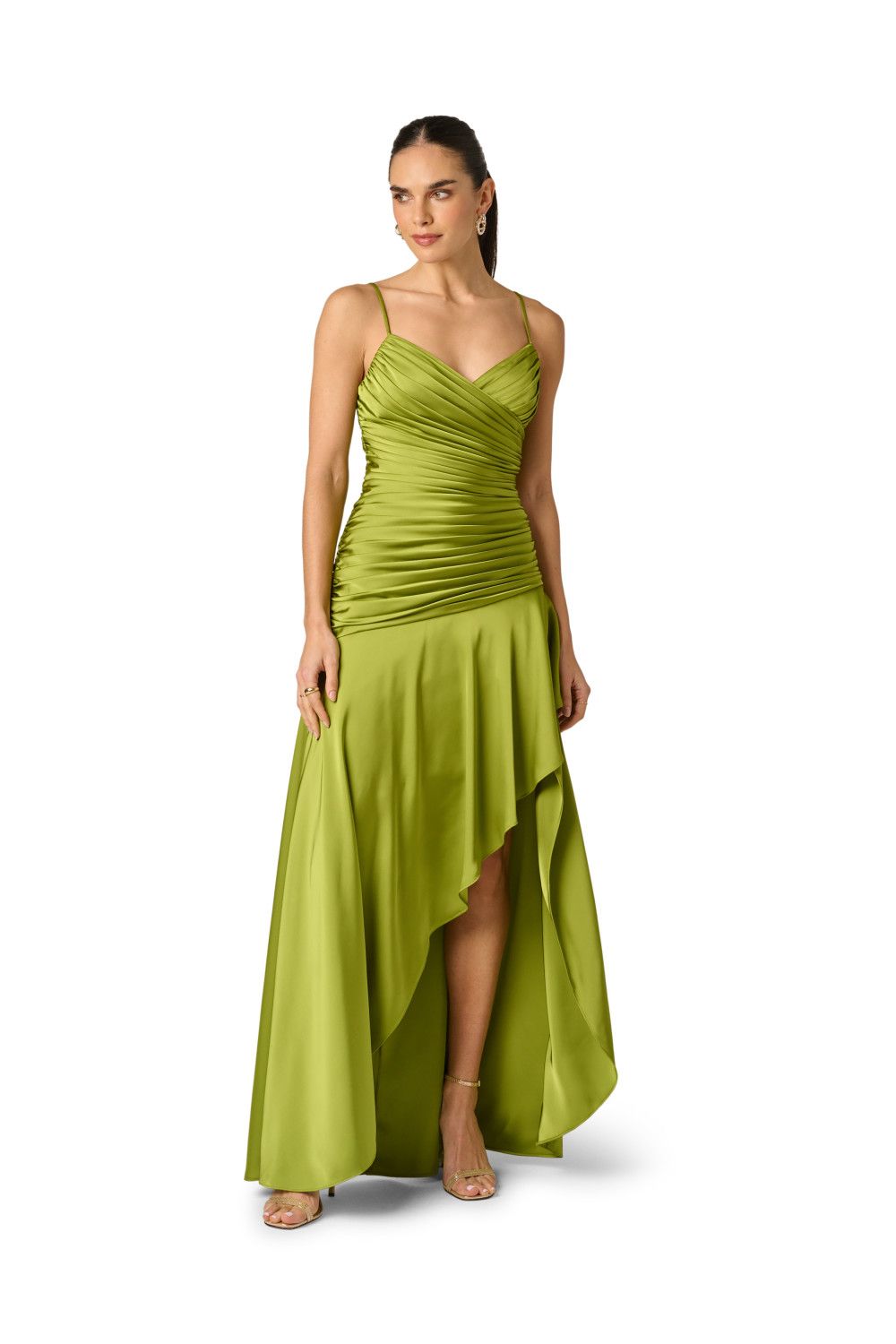 Adrianna Papell Stretch Satin Hi-Low Dress