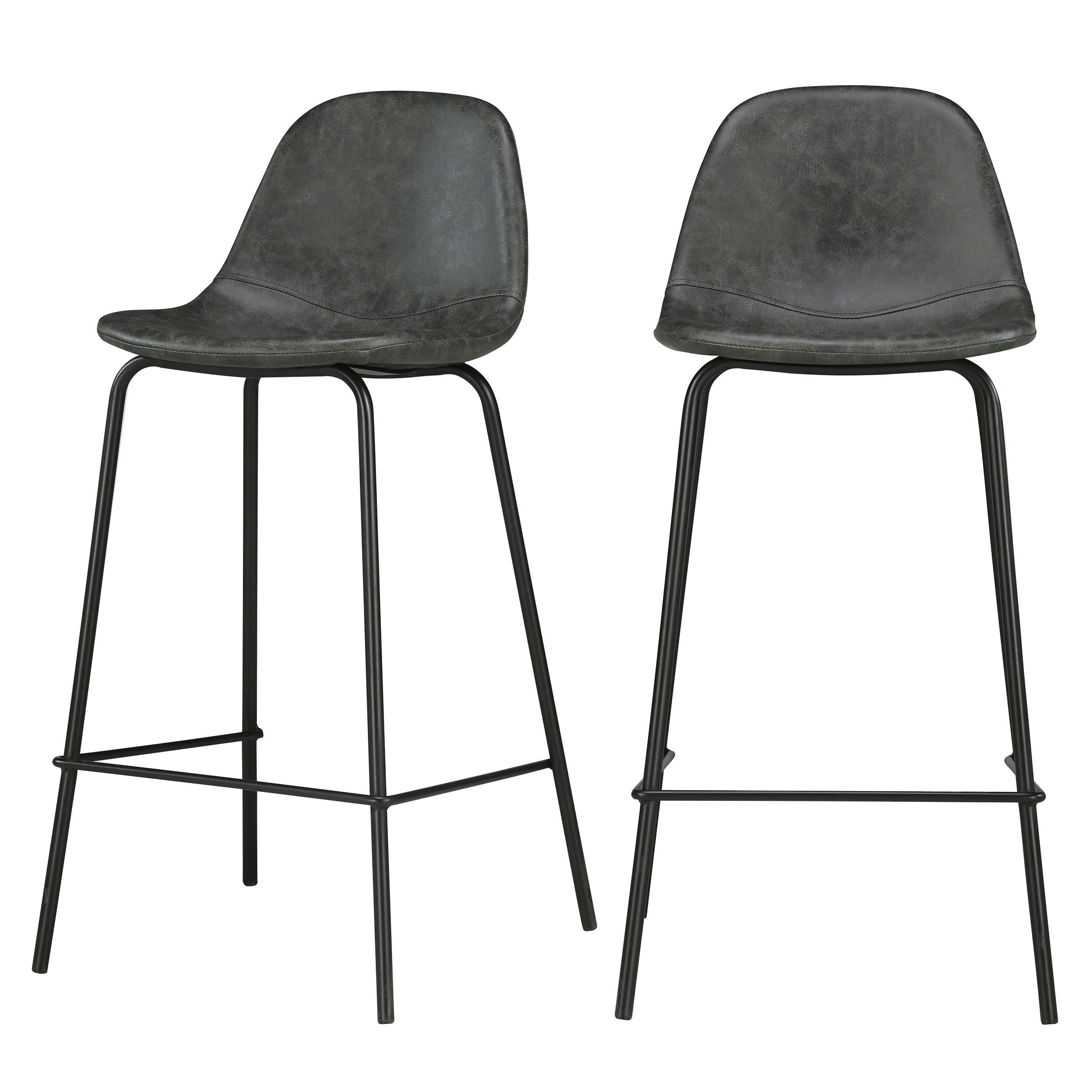 HENRIK - Chaise pour îlot central en gris/noir 65 cm (lot de 2)