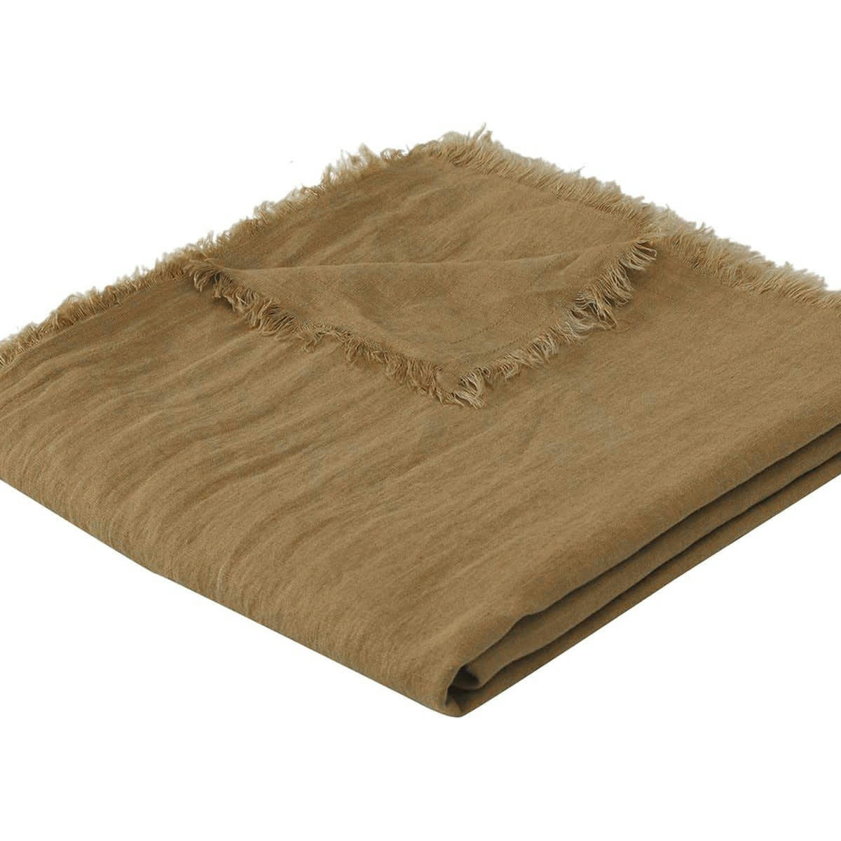 HORTENSE - Jeté de lit grand modèle lin lavé  180x260 caramel