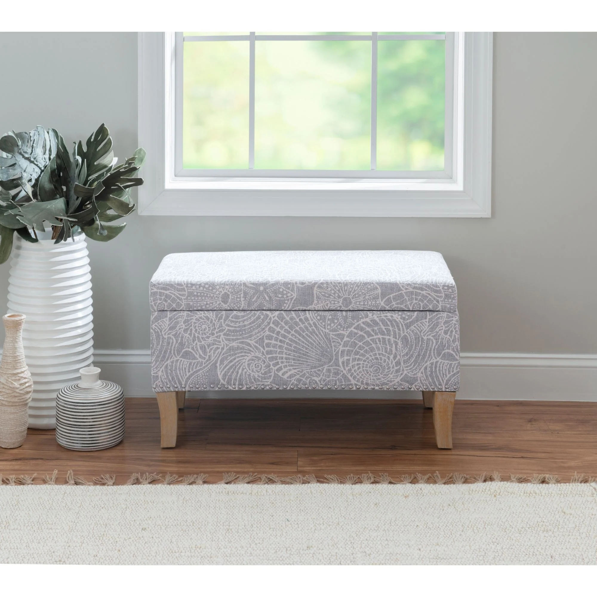 Upholstered Storage Ottoman Stone