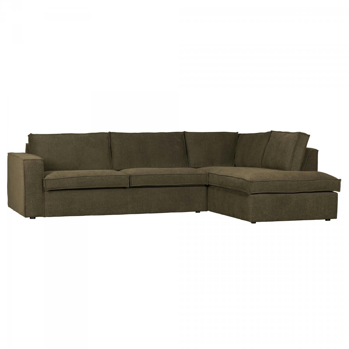 MEDDI - Canapé d'angle droit 4 places en tissu vert foncé