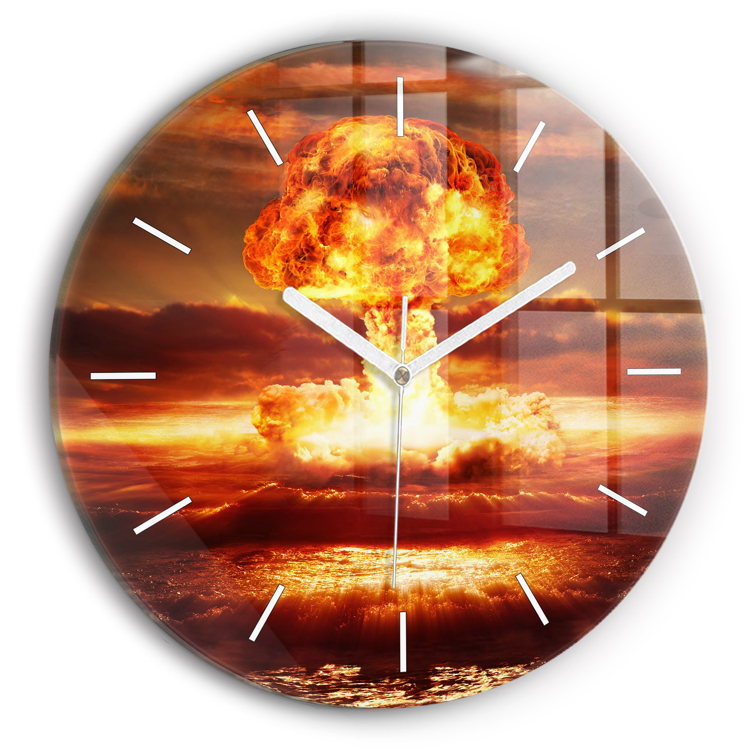Cichy Zegar Dekoracyjny ścienny Wybuch bomby atomowej fi30