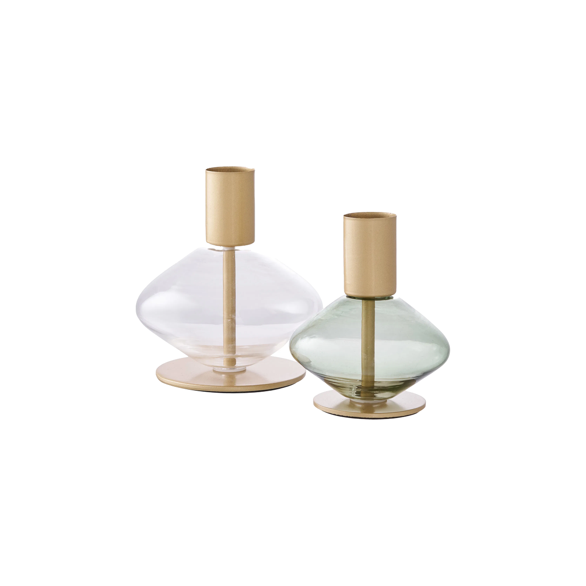 Artichok Wieke Glazen Kandelaar Goud - Set Van 2