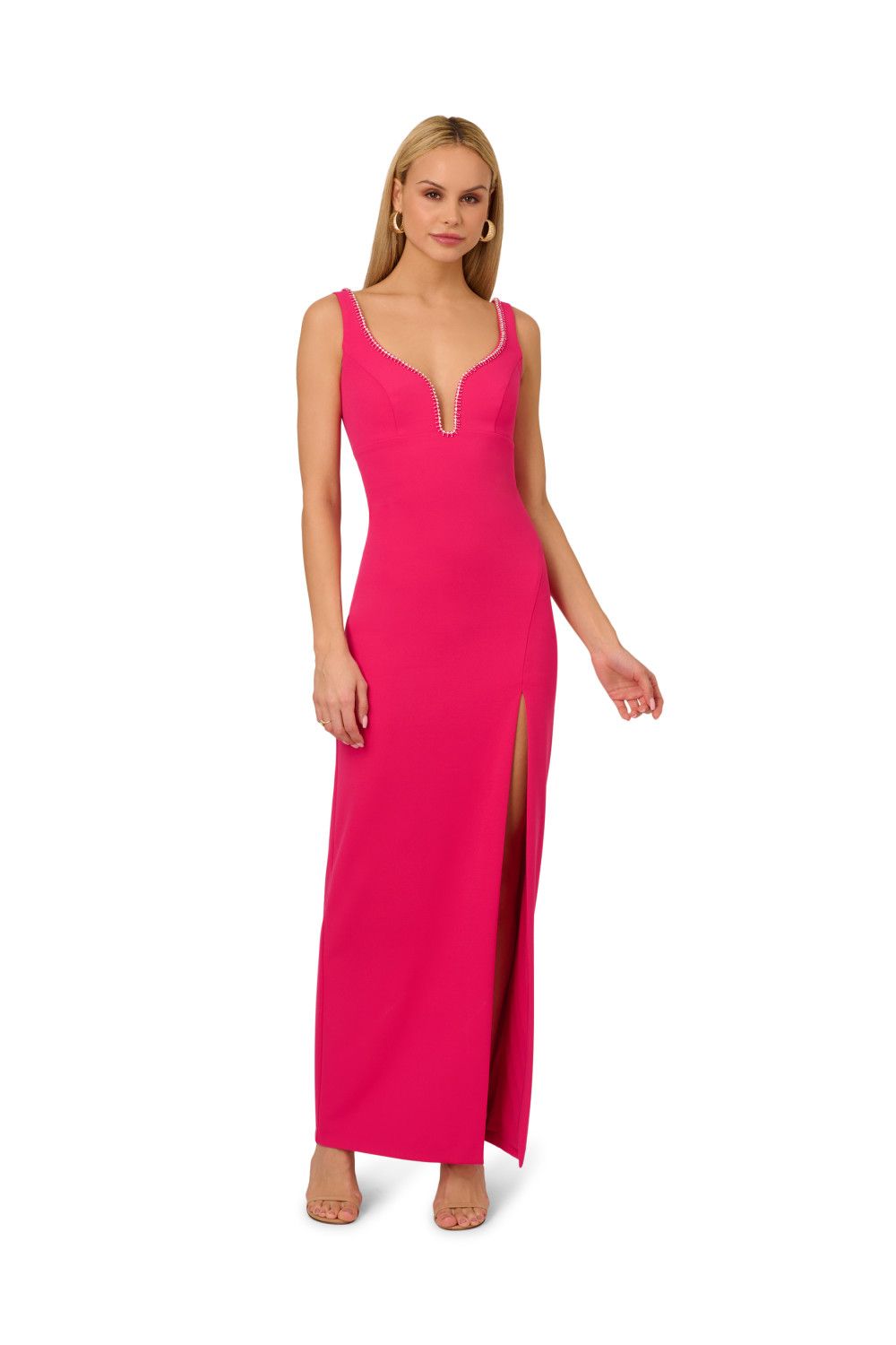 Adrianna Papell Knit Crepe Long Dress
