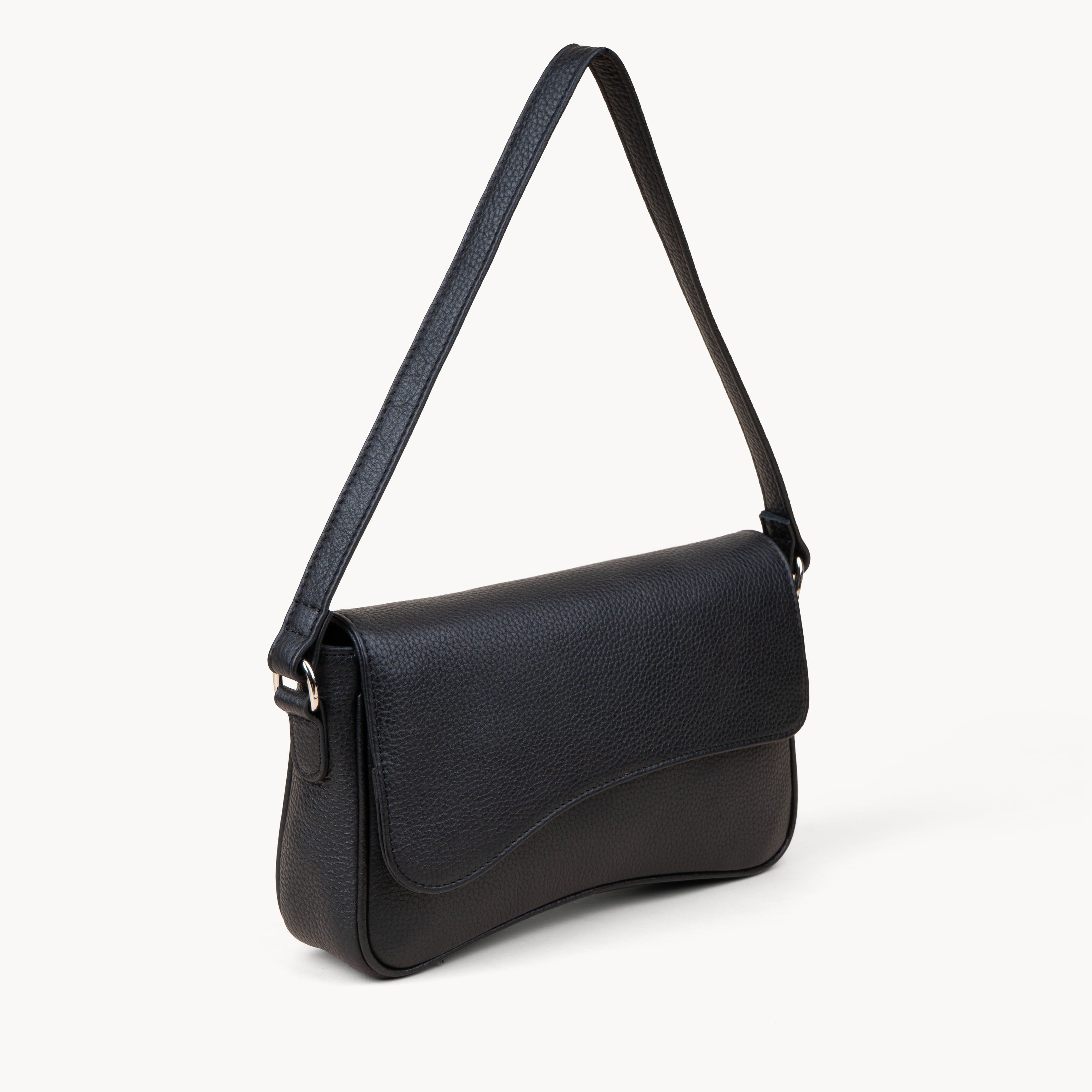 Assots London BEVERLY' Pebble Grain Real Leather Shoulder Bag