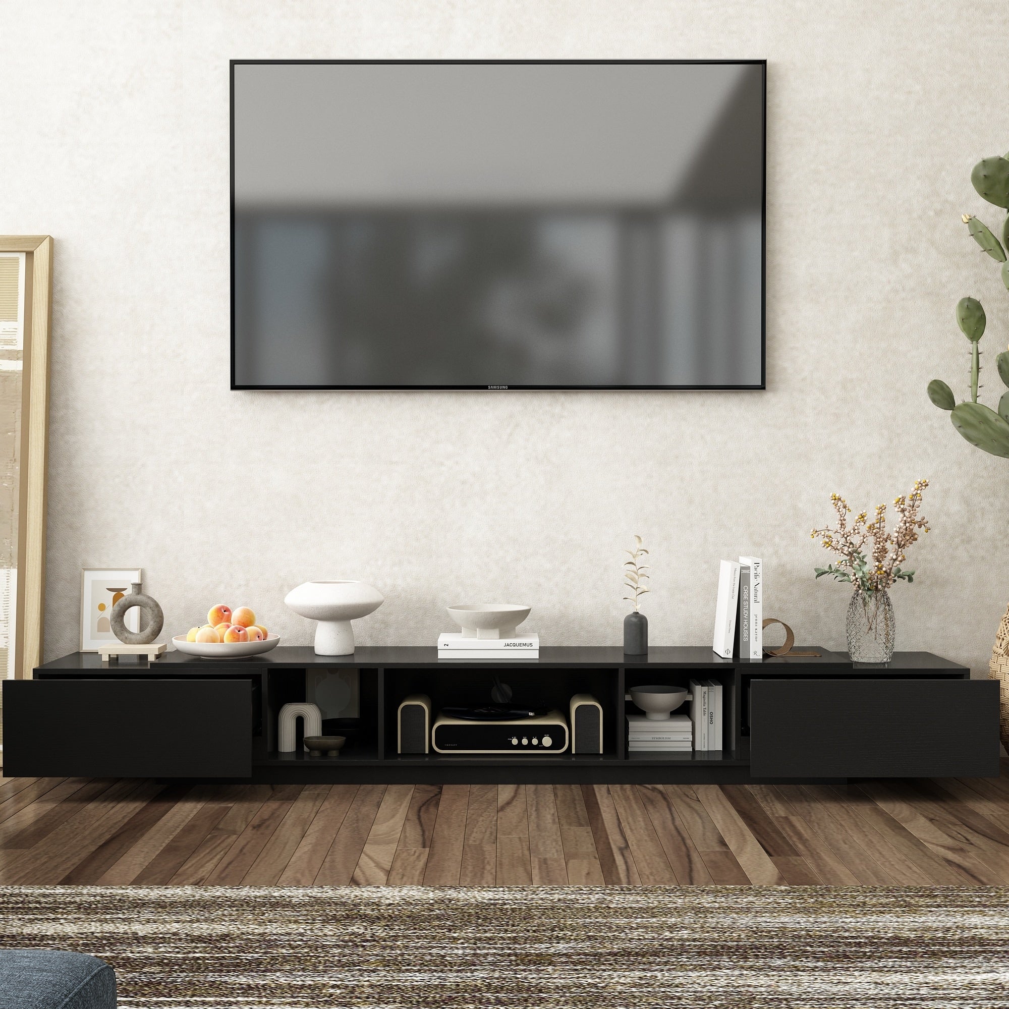 94.5 TV Stand Efficient Cable Management and Spacious Storage Console
