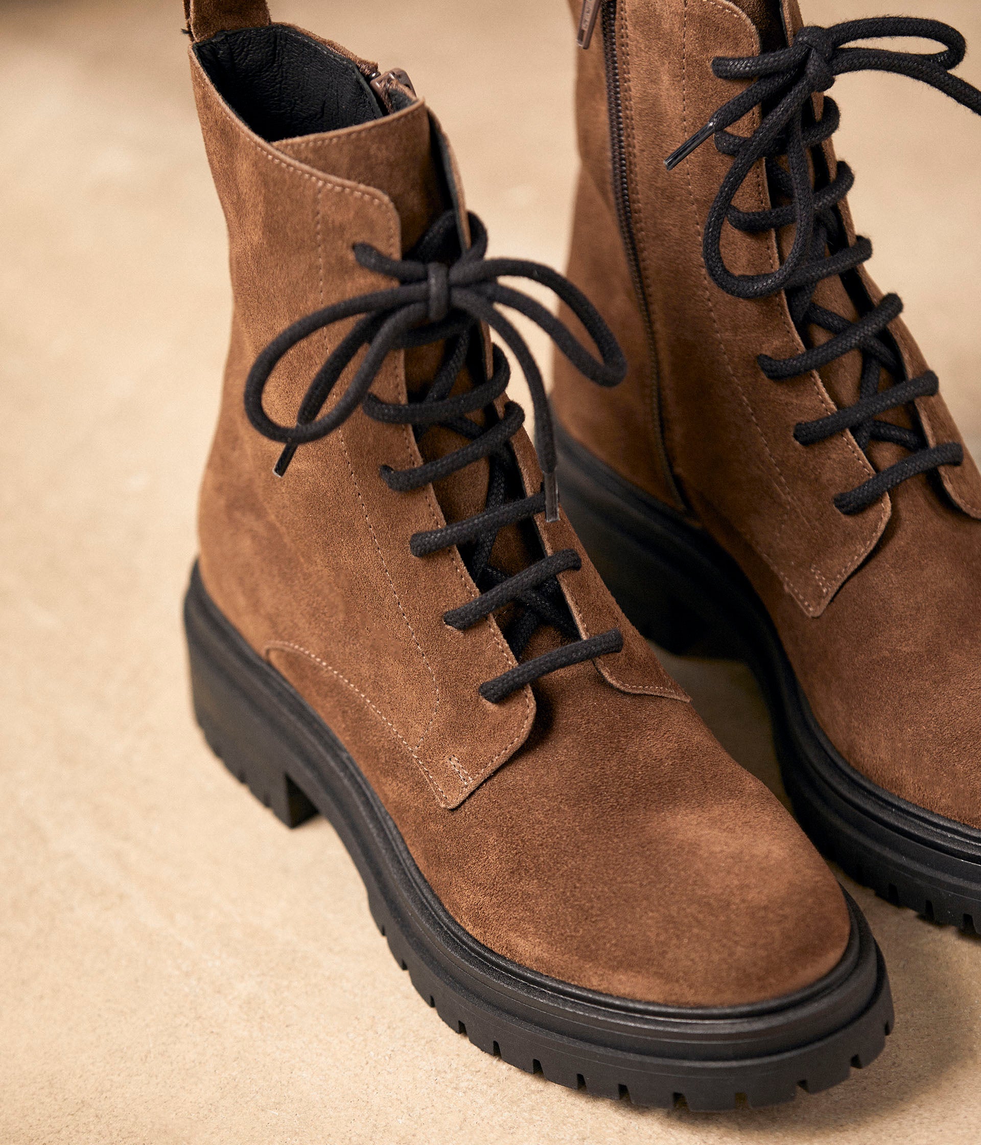 Bottines taupe crantées Aysha