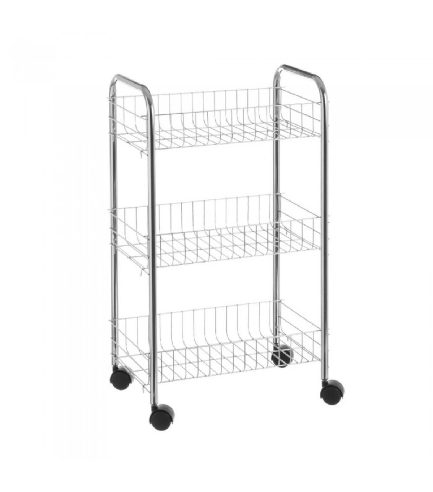 GRILLE - Chariot à légumes en métal grillagé 3 étages H67cm