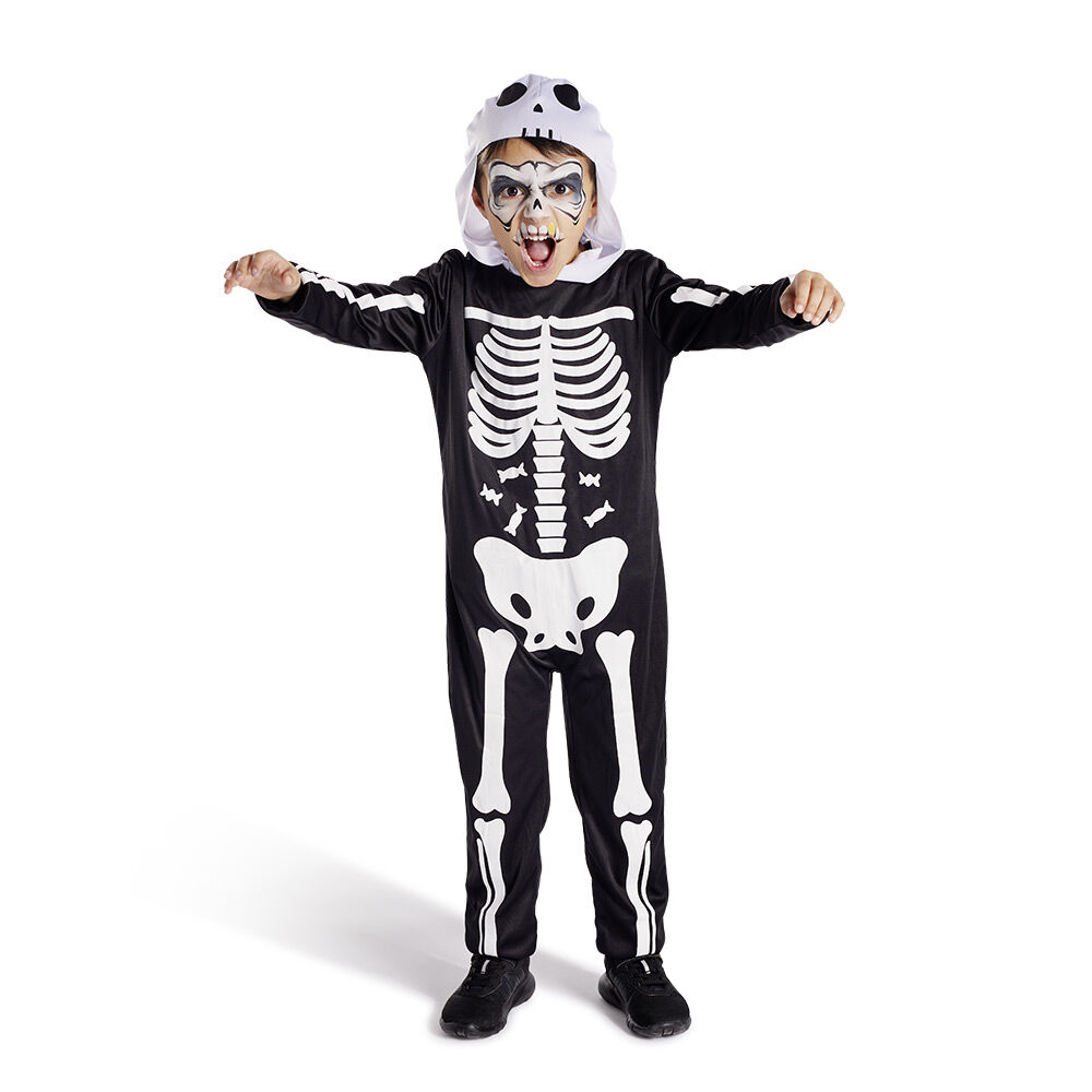 Déguisement enfant Halloween squelette combinaison et cagoule 7/10ans