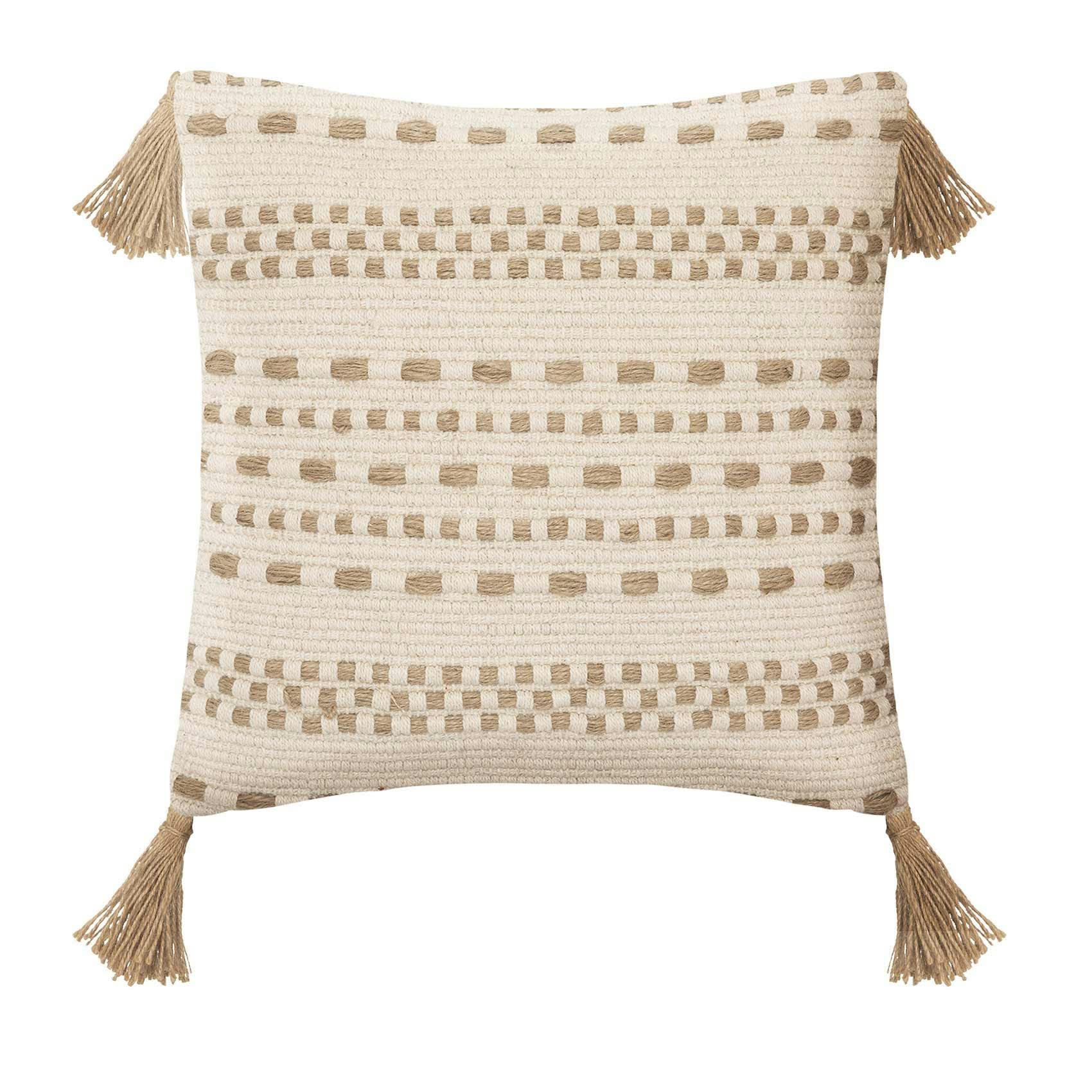 - Coussin authentique en coton et jute jute/coton ivoire 40x40 cm