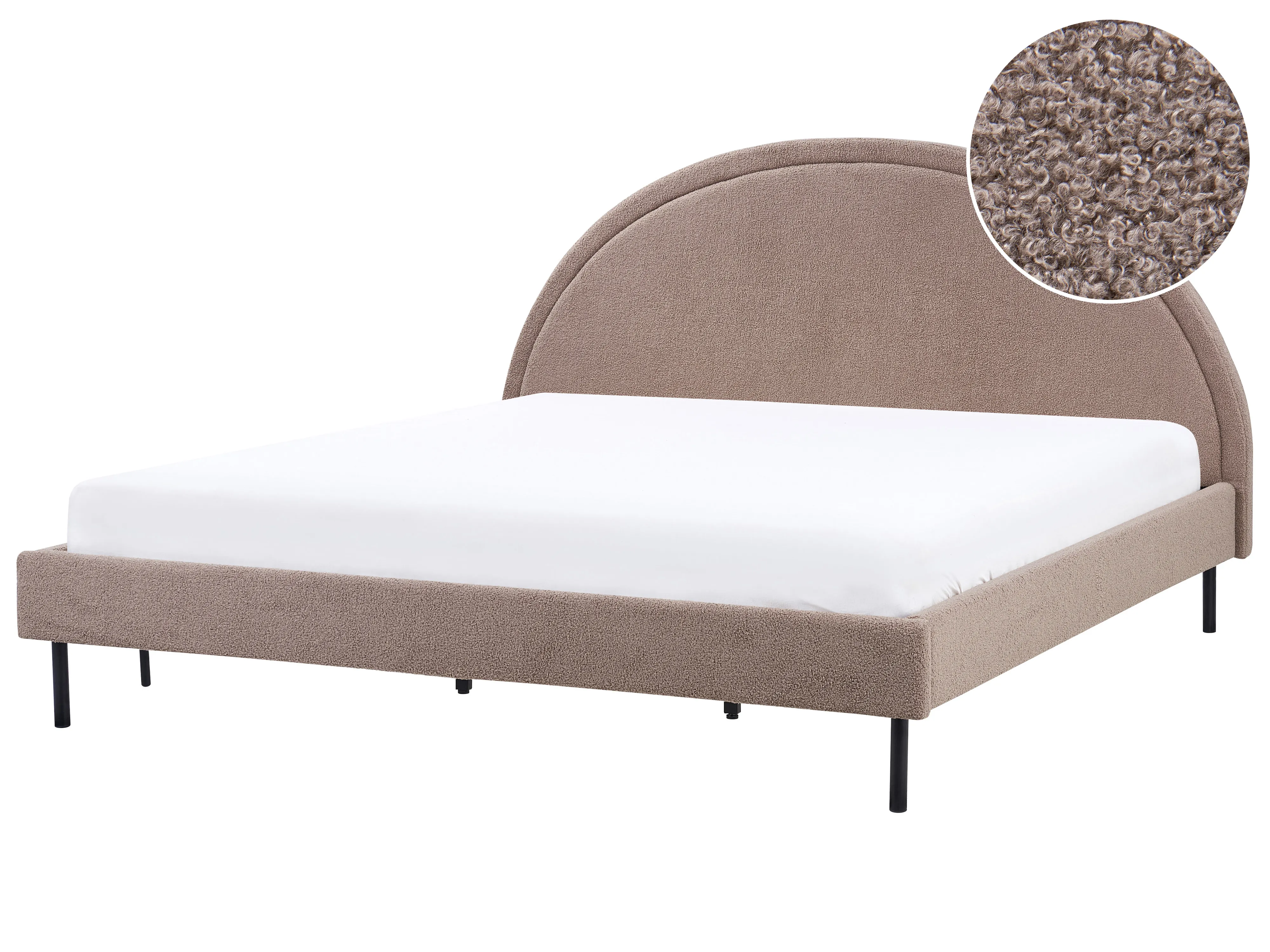 Bed Boucle MARGUT 160 x 200 cm (EU King Size) Taupe