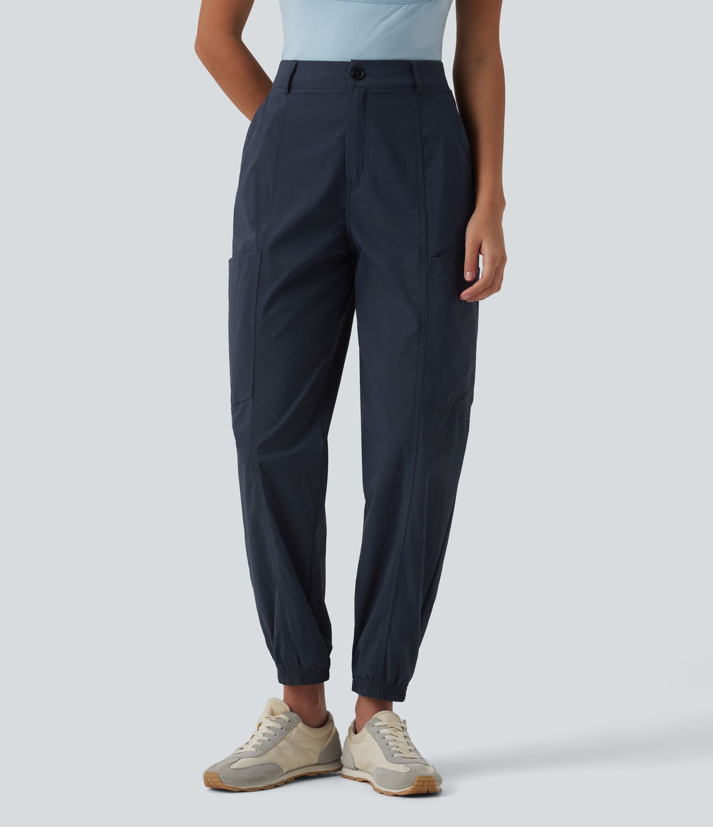 Jogging cargo casual taille mi-haute avec poches