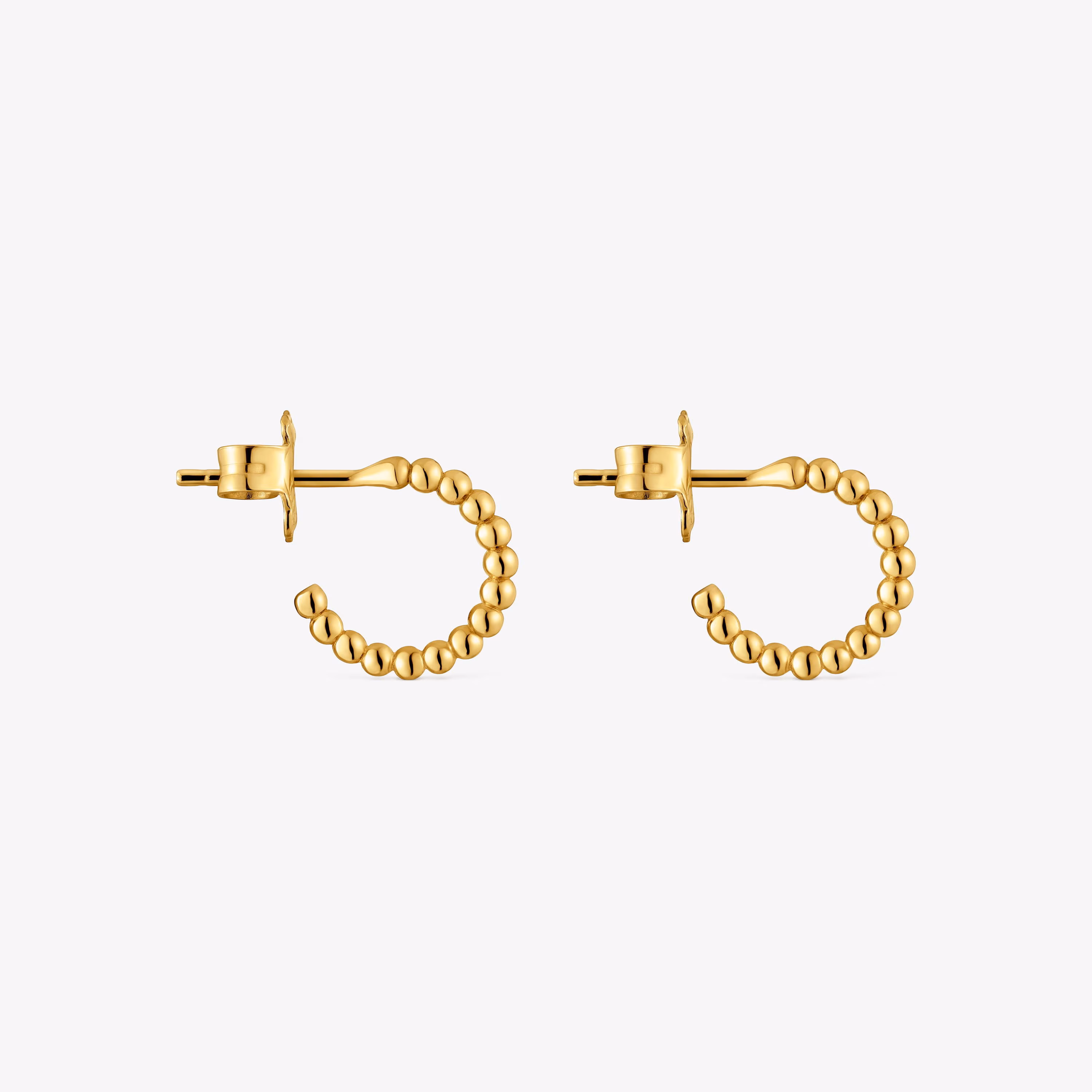 Pendientes aro cortos bolas con baño de oro 18 kt sobre plata 15 mm Basicos