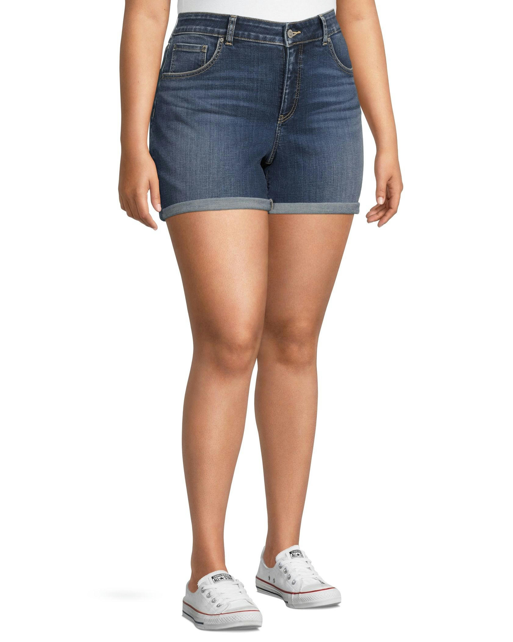 Denver Hayes Women's Curvy Fit Mid Rise Jean Shorts