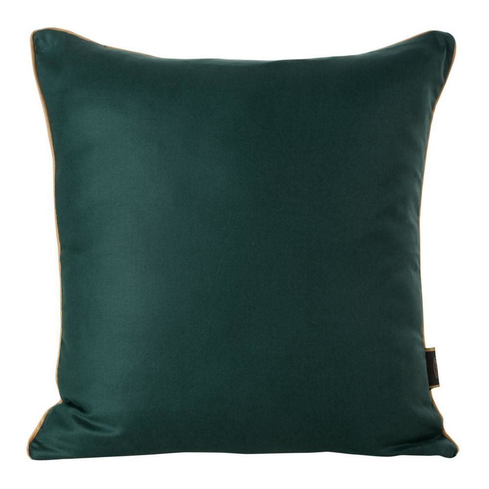 Poszewka 45x45 Premium zielona ciemna złota lamówka satynowa