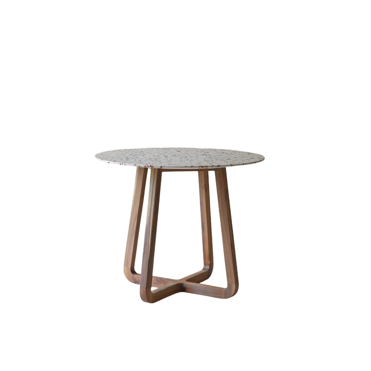 Tikamoon Ronde tafel van premium terrazzo en massief acaciahout voor 4 personen - Bruin